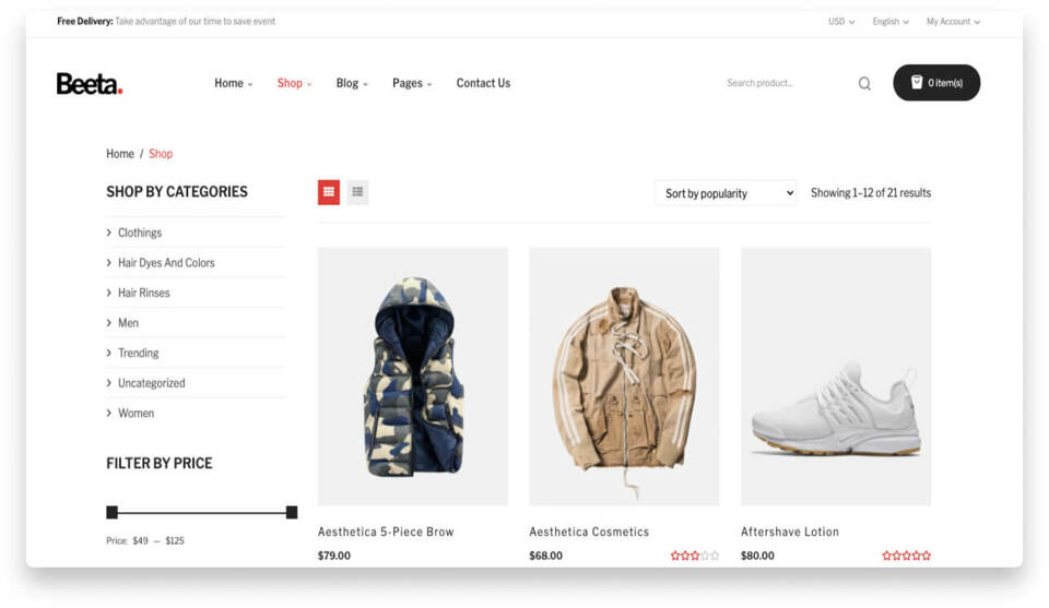 WP šablona pro WooCommerce e-shop