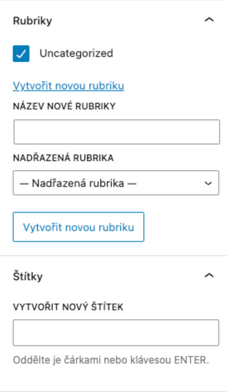 Rubriky a tagy ve WordPressu