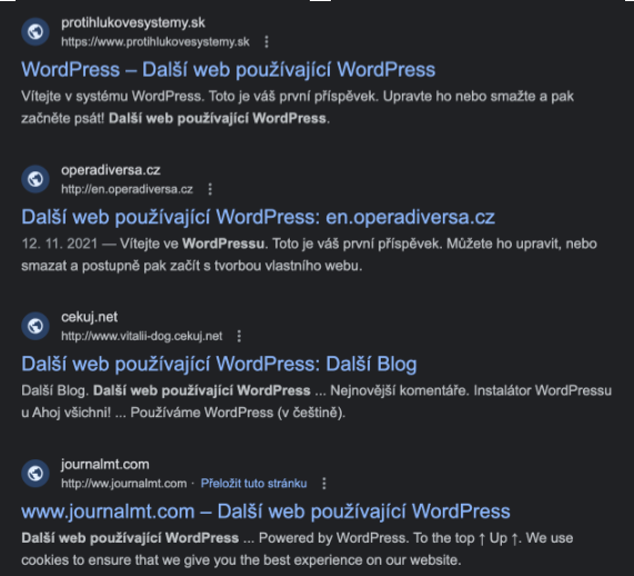 Další web používající WordPress