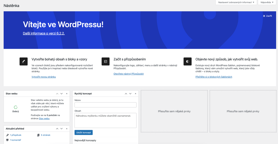 WordPress dashboard