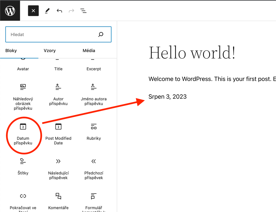 Datum publikace příspěvku ve WordPressu