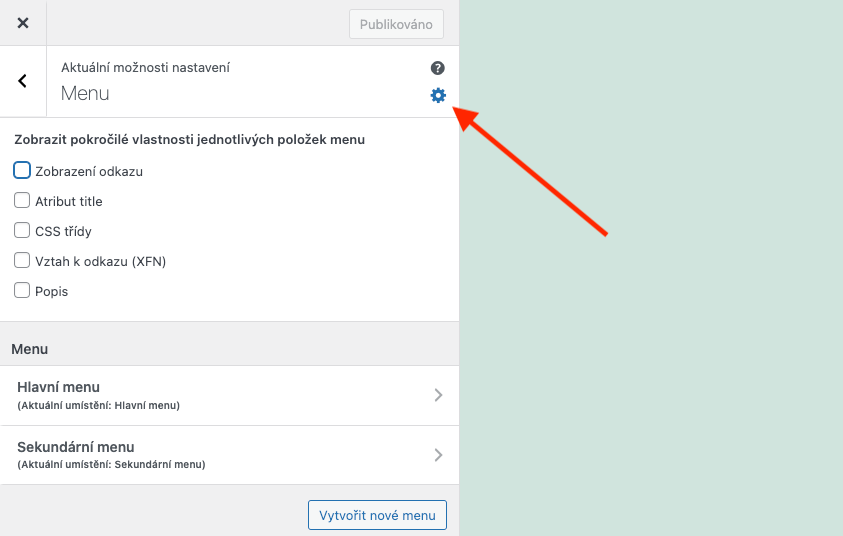 Pokročilé možnosti nastavení menu ve WordPress šabloně