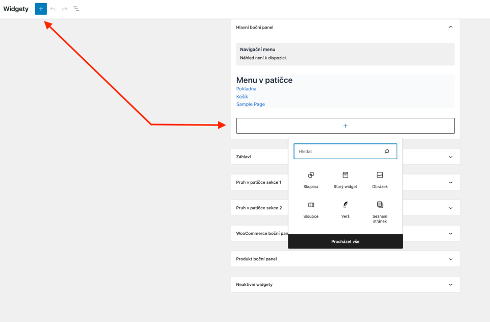 Přidání widgetu do patičky webu ve WordPressu