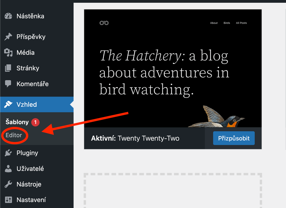 Editace WordPress šablony