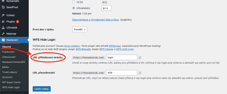 Změna přihlašovací stránky do WordPressu přes WP plugin WPS Hide Login