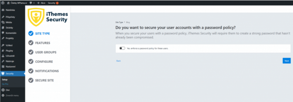 iThemes Security – Vynucení silného hesla