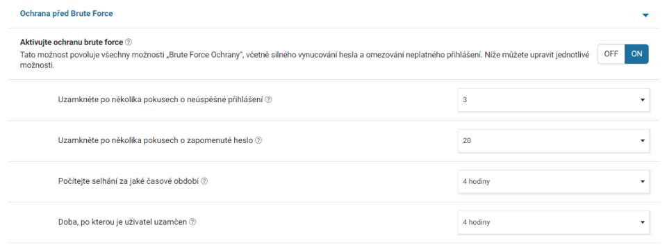 Nastavení ochrany proti útokům Brute Force