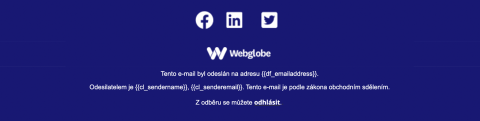 Takhle nějak může vypadat odhlašovací patička newsletteru.