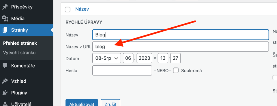 Vytvoření hlavní stránky blogu ve WordPressu